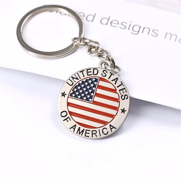 Custom American Flag Patriotic Keychain 1.18" x 3.54" — Travel Souvenir