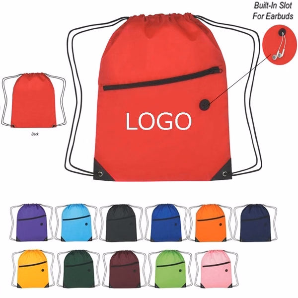 Headphone Slot Drawstring Polyester Bags