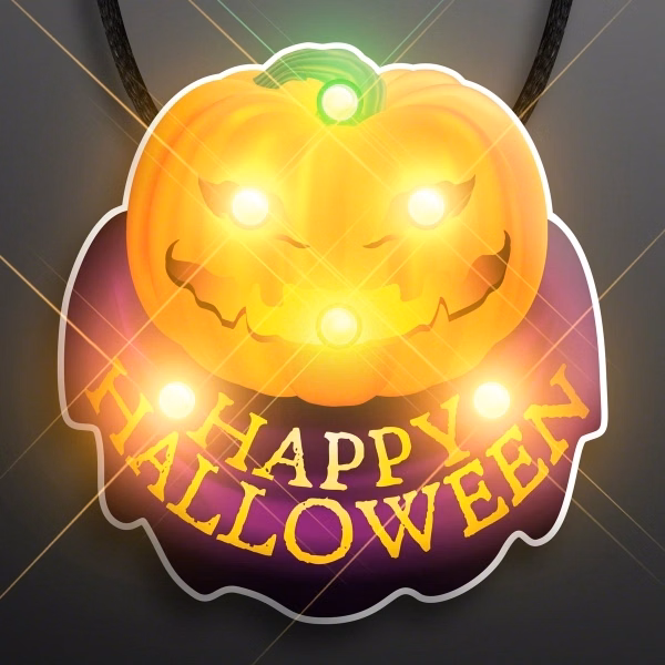 Jack O' Lantern Pumpkin Blinky on Lanyard Necklace