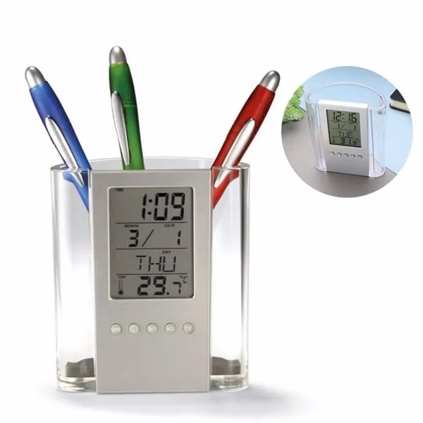 Pen Holder with Watch Calendar