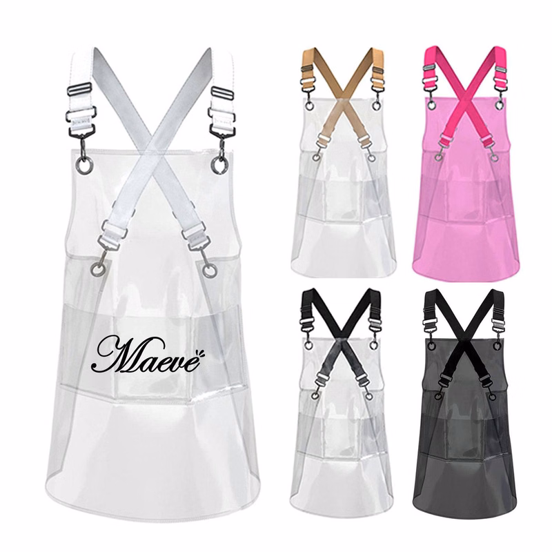Adjustable Cross-back Salon Apron with 3 Pockets