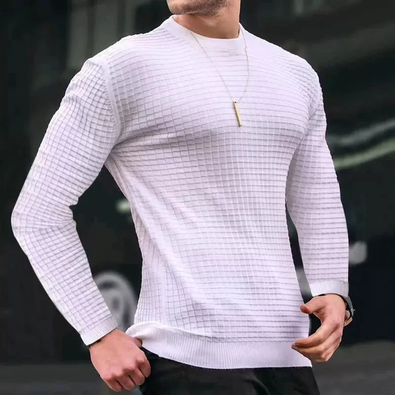Long Sleeve Collar Knit Shirt - Mens 1