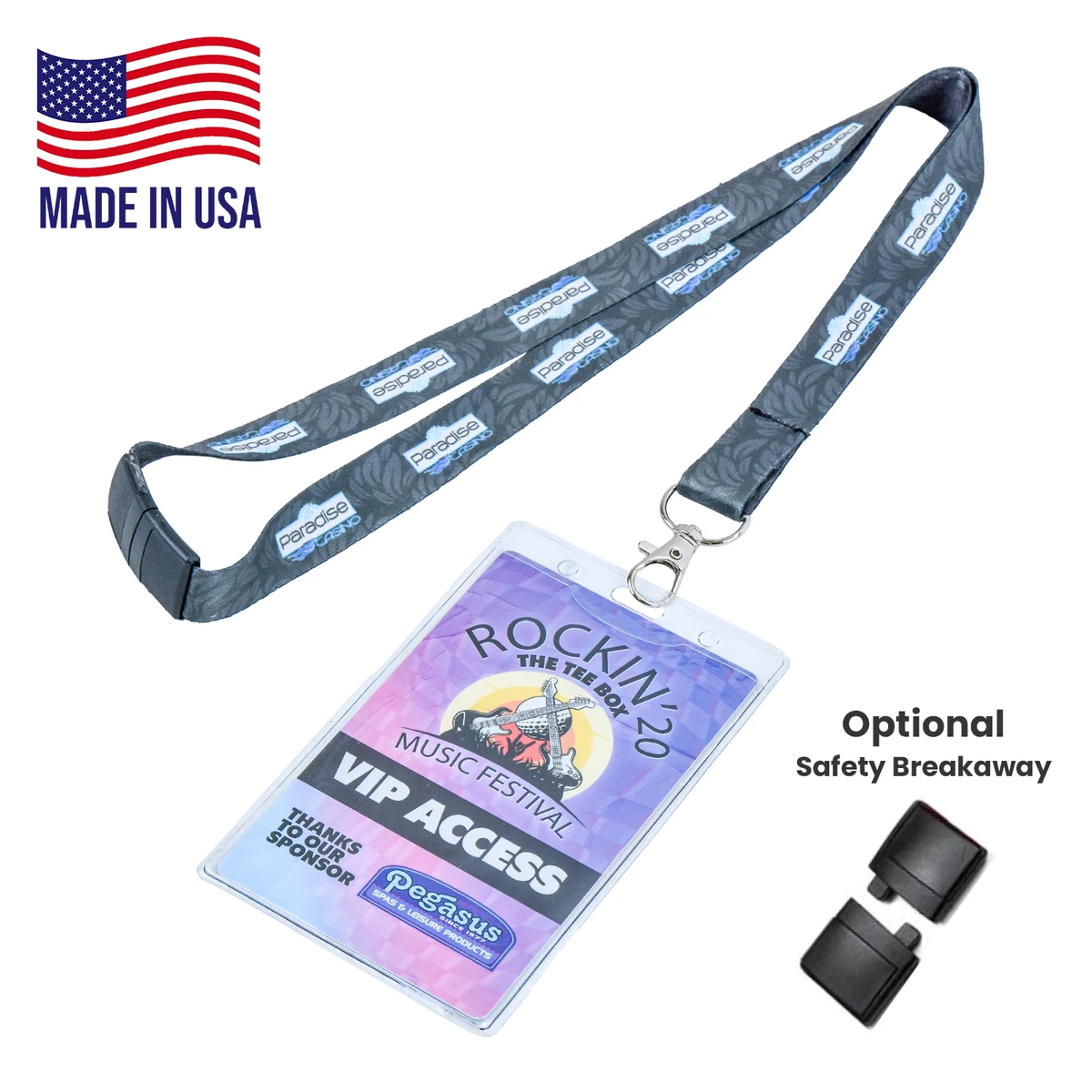 Combo USA Made Dye Sublimated Lanyard w/ ID Badge Holder 1