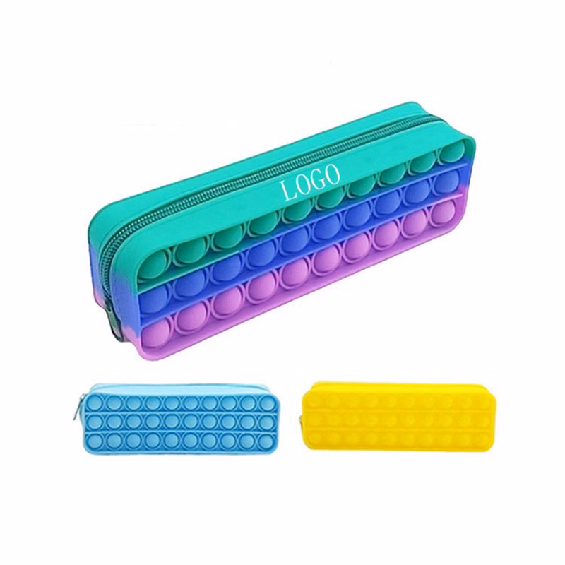 Square Shape Silicone Push Pop Bubble Toy Pencil Case