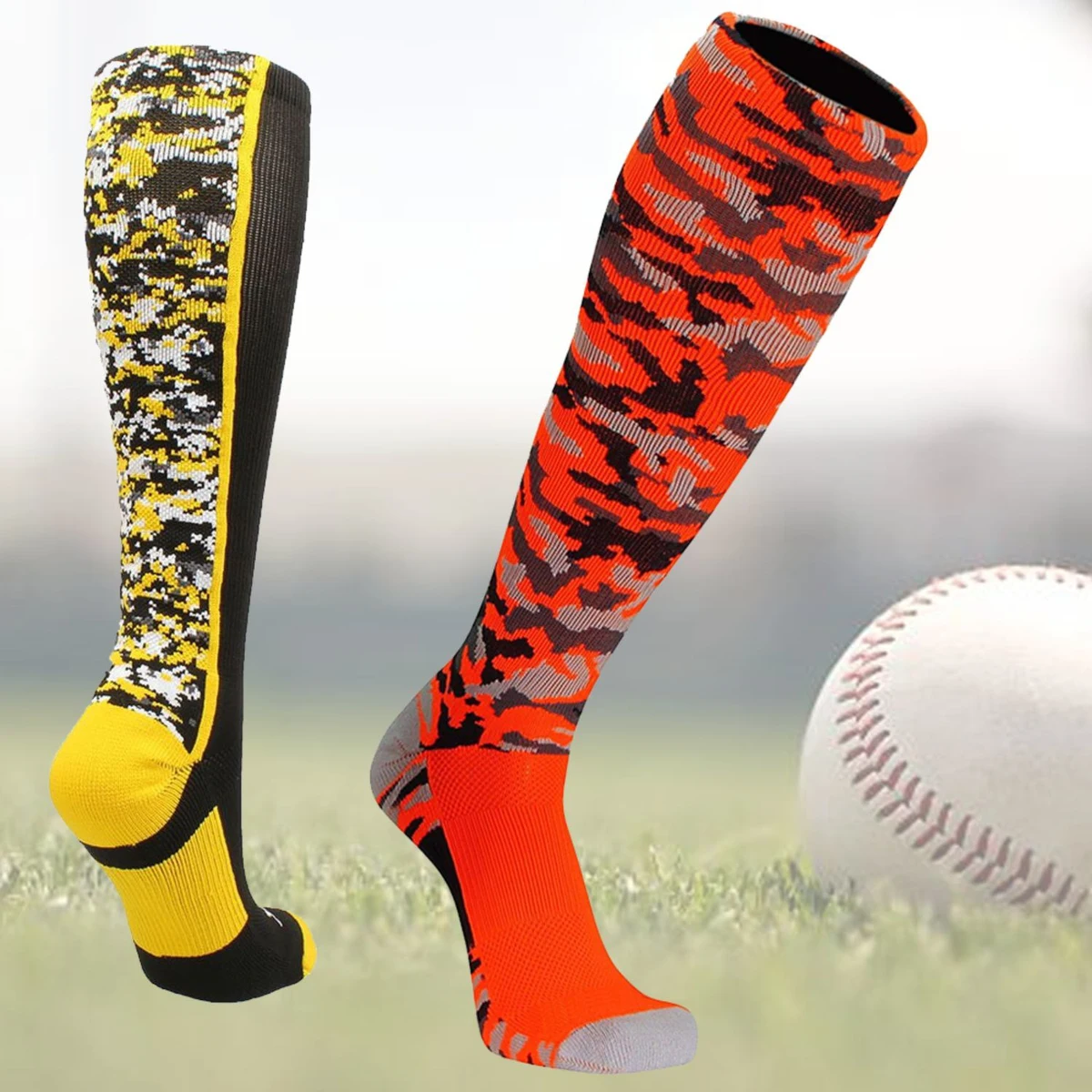 Cushioned knee high knitted baseball socks, 144 needle 1