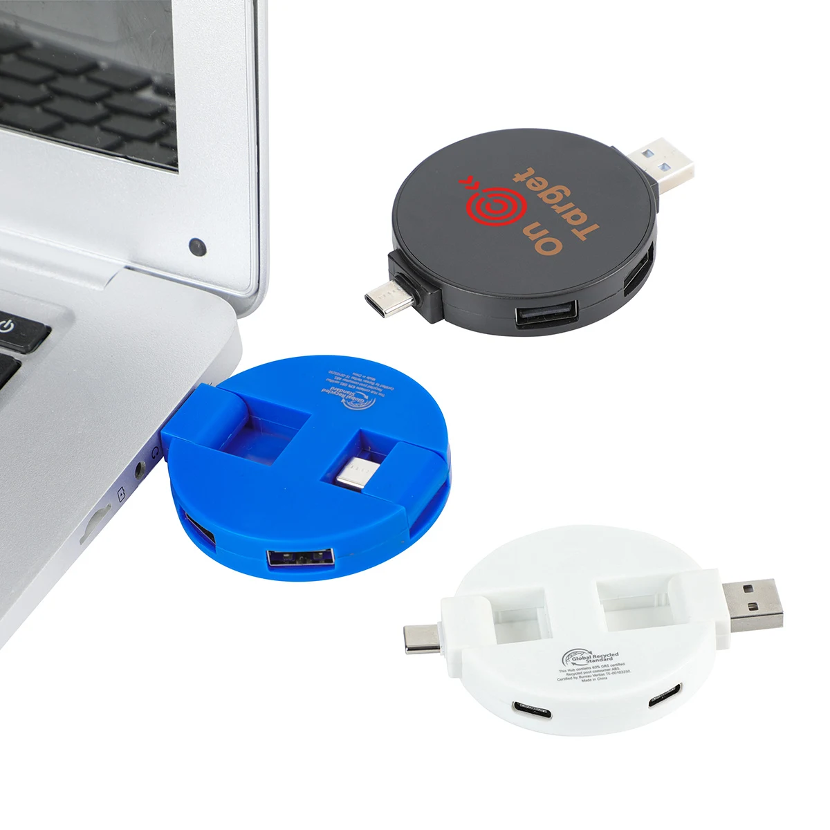 Quad 4-Port USB-C & USB-A Hub with Recycled ABS Case 1