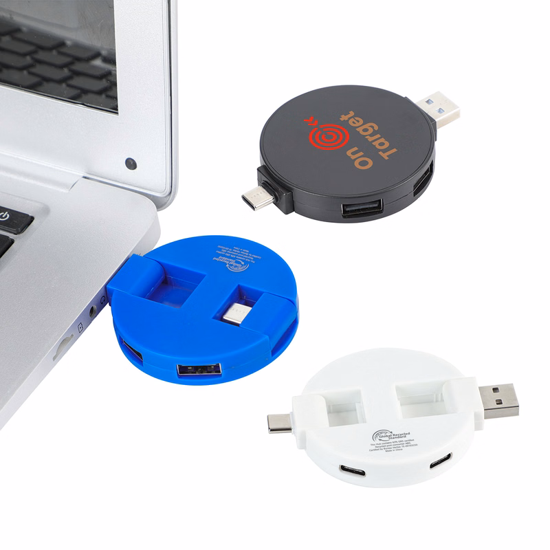 Quad 4-Port USB-C & USB-A Hub with Recycled ABS Case