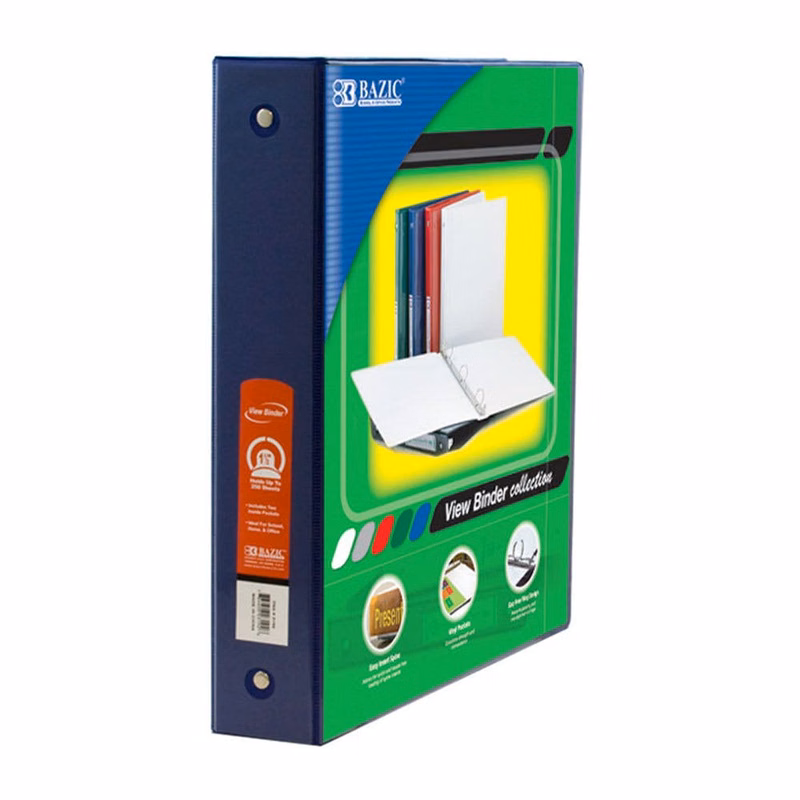 3 Ring View Binders - 1.5" Blue 2 Pockets