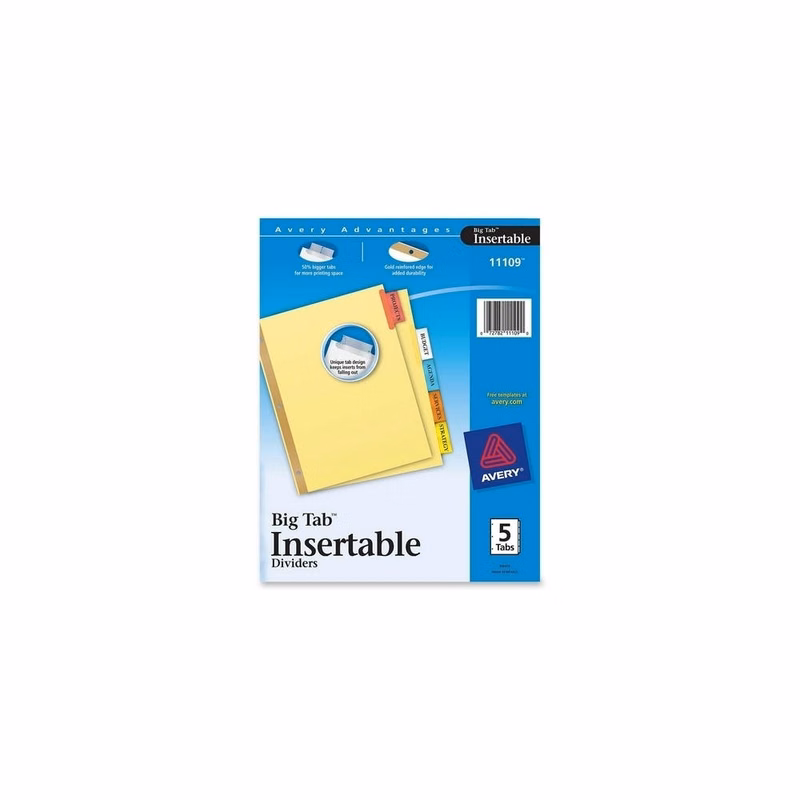 Index Dividers - 5 Big Tab Reinforced Edge