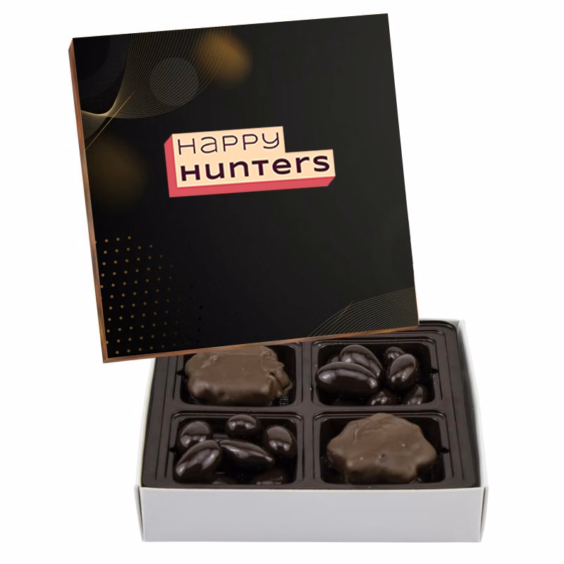 Square Custom Candy Box with Turtles and Chocolate Almonds