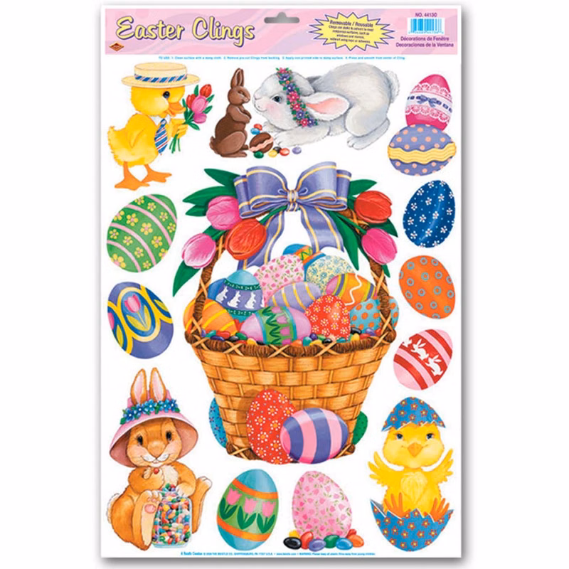 Easter Basket & Friends Clings - 13 Stickers
