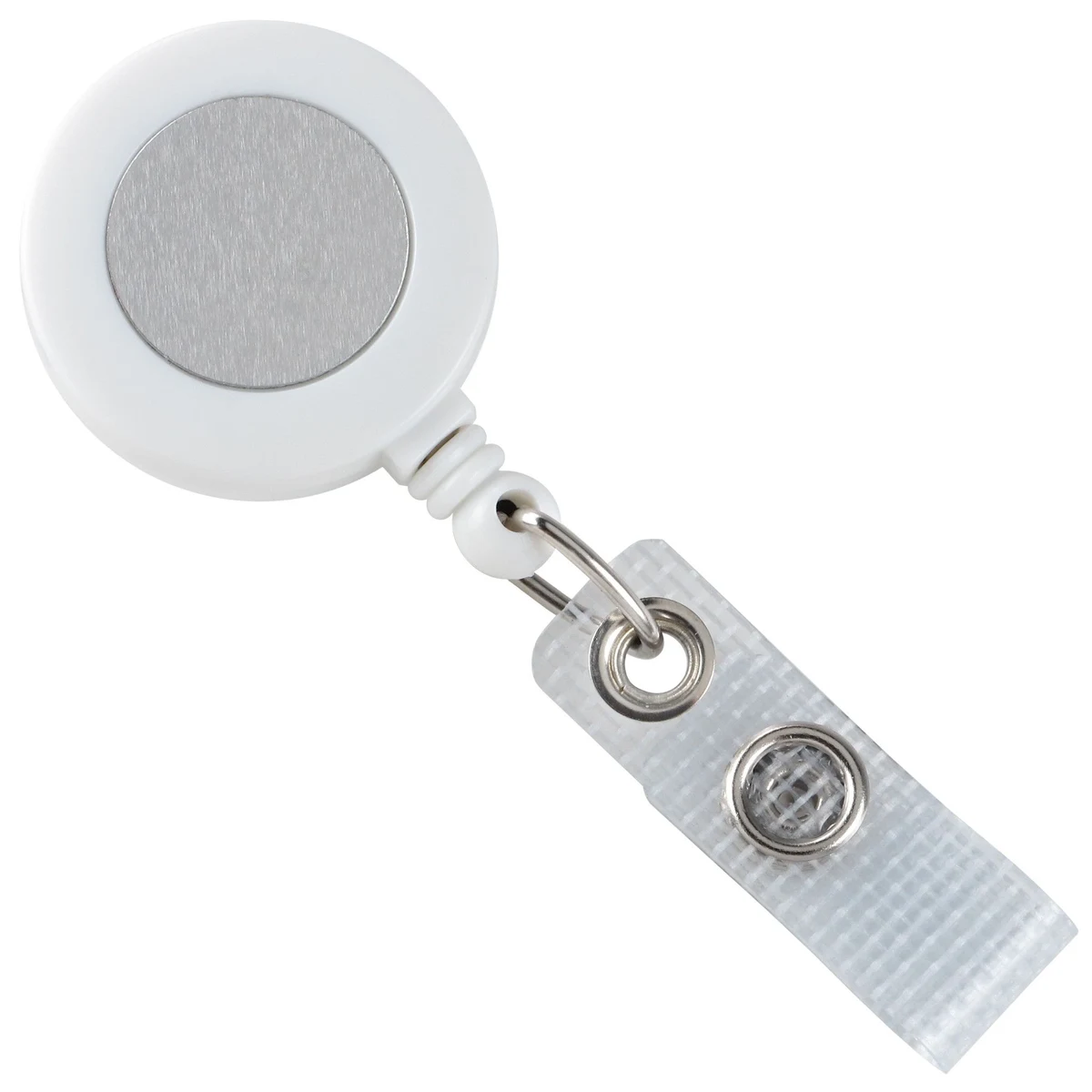 Round Solid Opaque Clip On Fast Ship Plastic Badge Reel (White) 1
