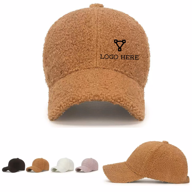 Embroidered Winter lambswool baseball cap