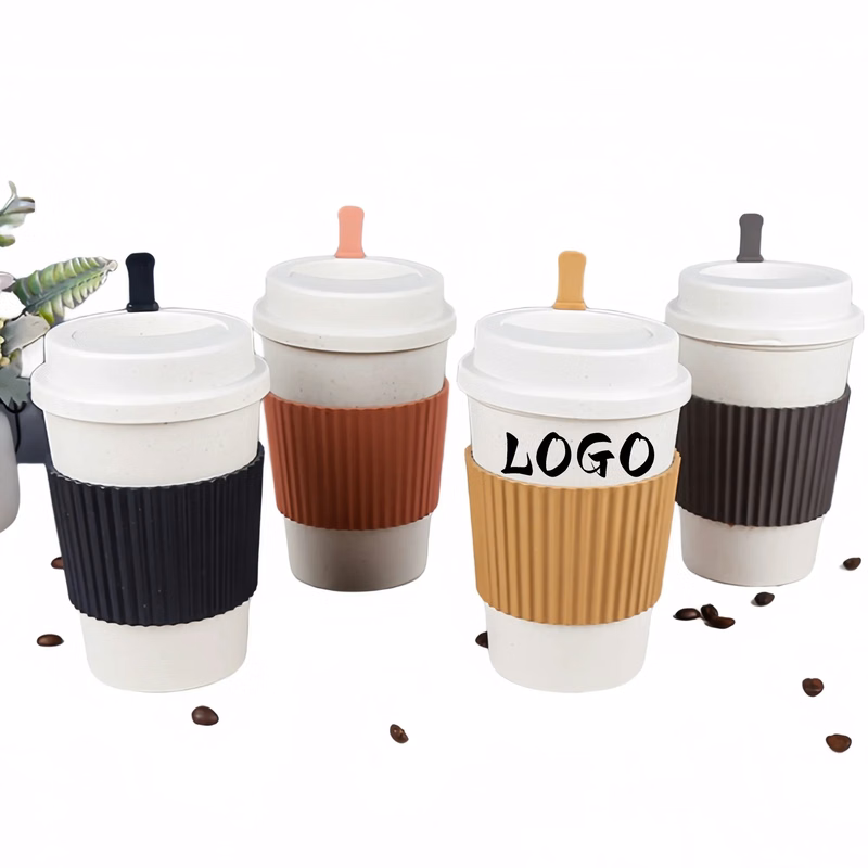 MOQ50 Wheat Straw Coffee Travel Mug