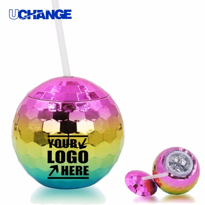 Disco Ball Cup with Straw