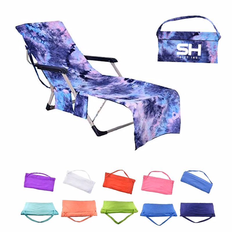 Beach Chair Cover Towel with Side Pockets