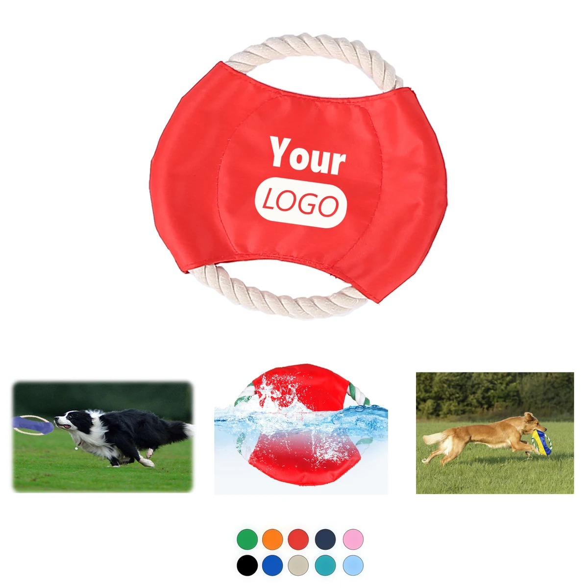 MOQ 50 Flying Disc Dog Chew Toy with Rope for Training and Play 1