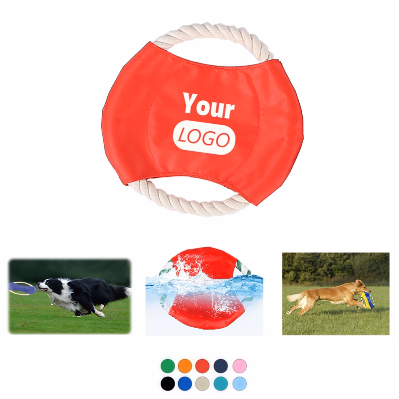 MOQ 50 Flying Disc Dog Chew Toy with Rope for Training and Play