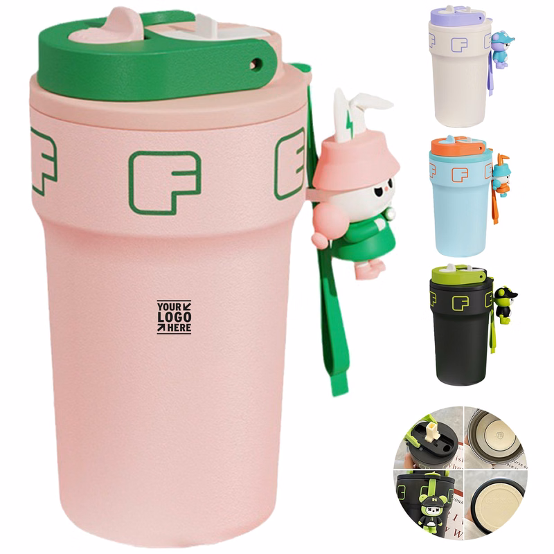 Elegant Insulated Staniless Steel Travel Mug With Cute Charm