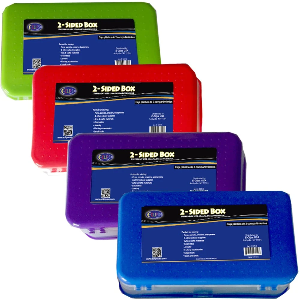 Pencil Boxes - 2 Sided Plastic Assorted Colors 1