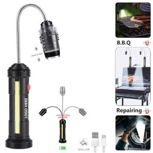 Adjustable Neck COB Flashlight Rechargeable LED With Magnetic Base 1