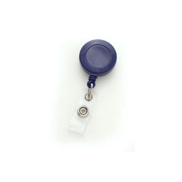 Custom Round Plastic Clip-On Badge Reel (Blue) 1