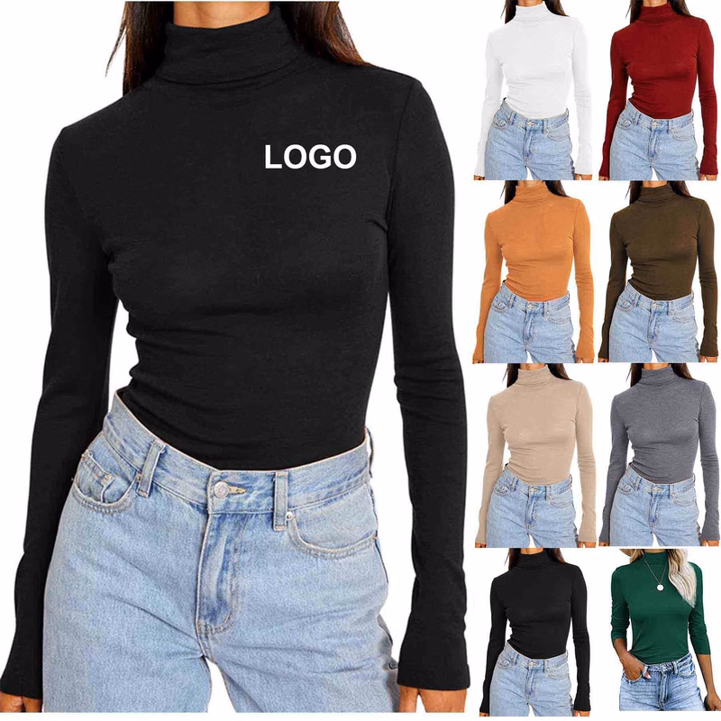 Womens Turtleneck Long Sleeve Shirt