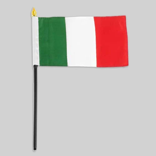 4"x6" Italy Flag With Black Plastic 10" Pole & Gold Spear - Italian Flag 1