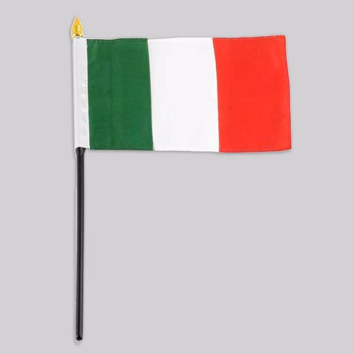 4"x6" Italy Flag With Black Plastic 10" Pole & Gold Spear - Italian Flag