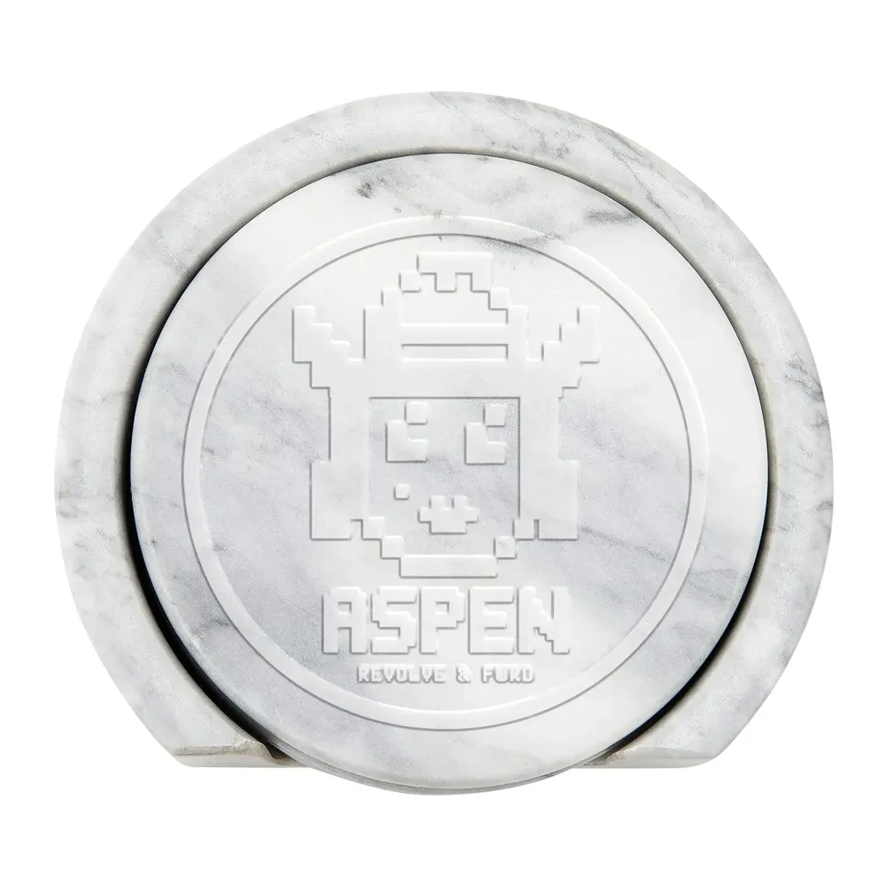 Marble Coaster Set of 4 with Holder 1