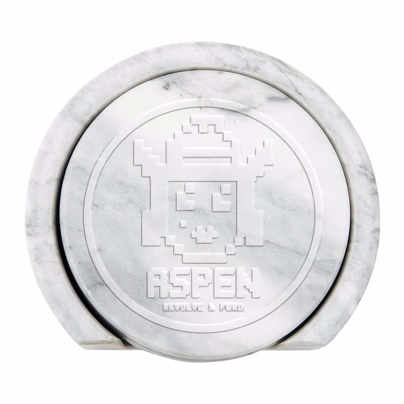 Marble Coaster Set of 4 with Holder