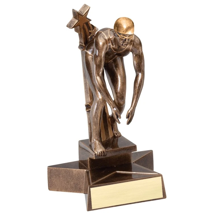 6 1/2" Tall Swimming Female Superstar Resin Award 1