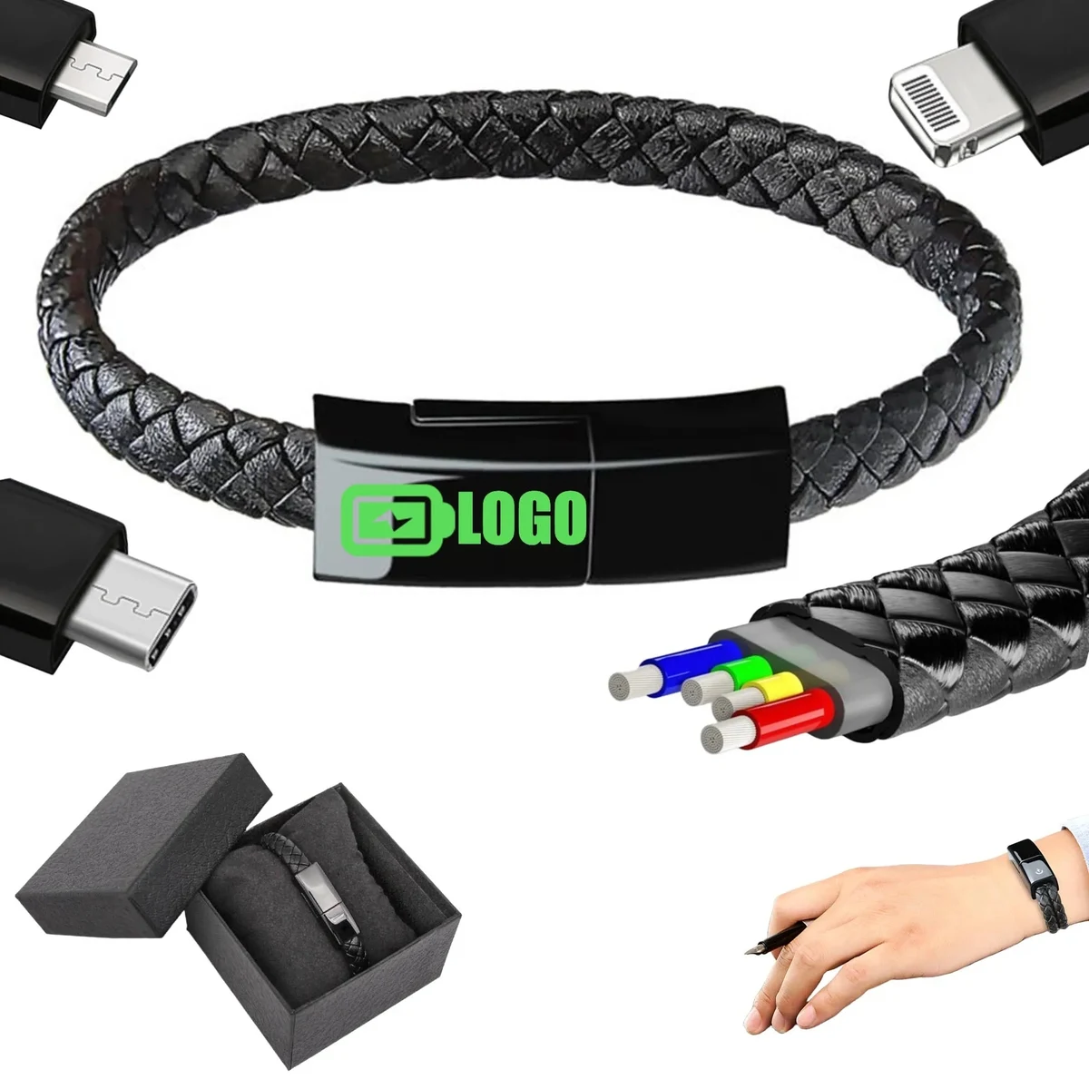 Leather Braided Cords Bracelet Charger 1
