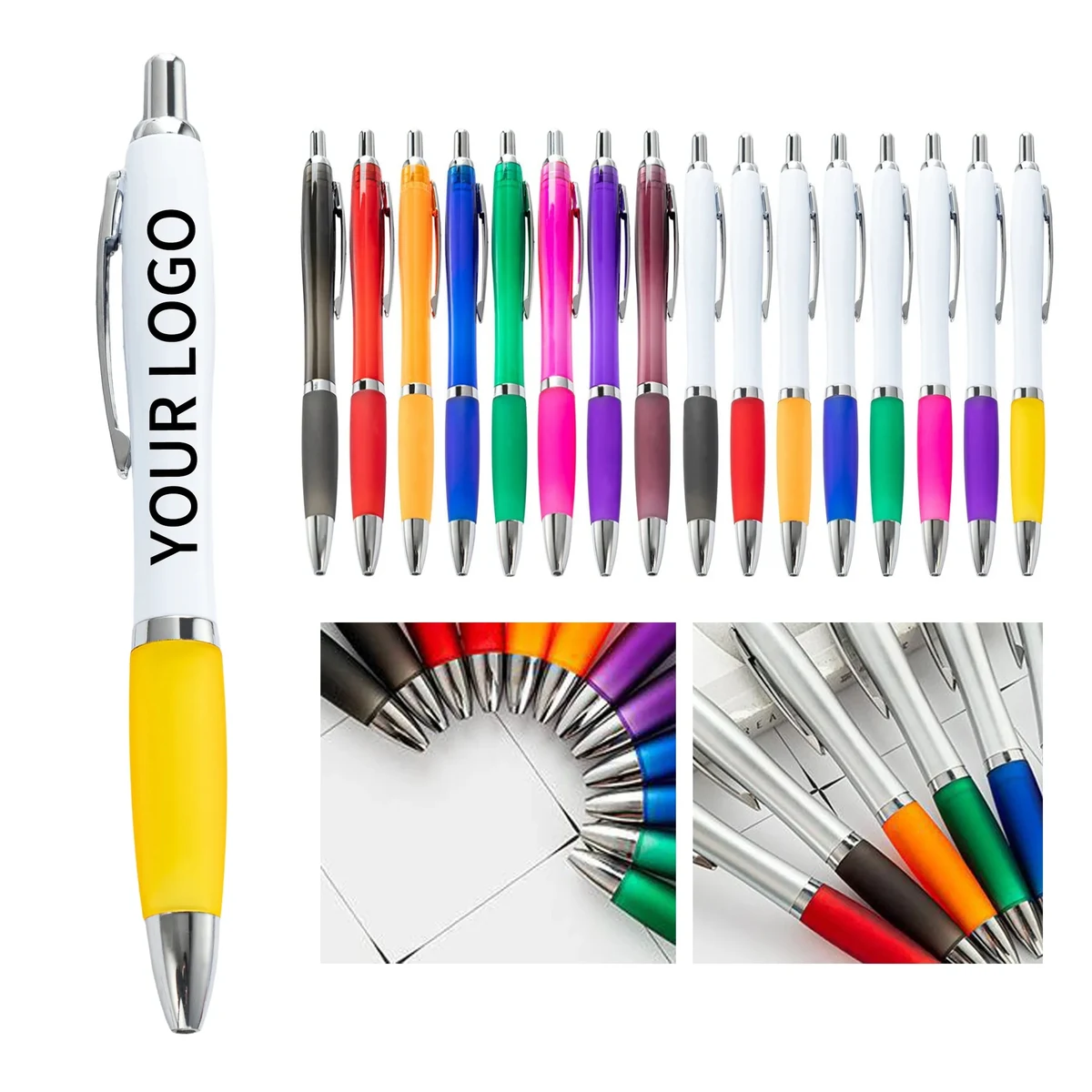 Plastic Pen with Rubber Grip and Plunger 5.5 Inch 1