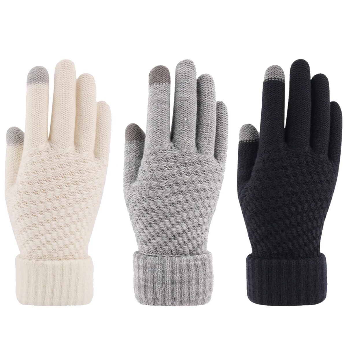 Men'S And Women'S Thick Winter Knit Warm Touch Screen Gloves 1