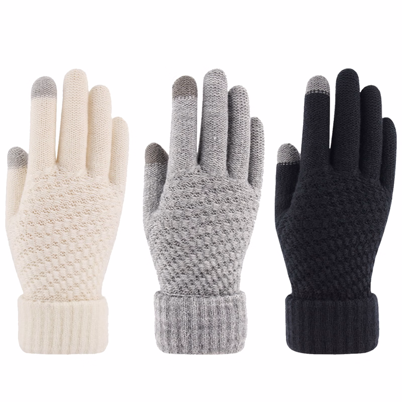 Men'S And Women'S Thick Winter Knit Warm Touch Screen Gloves