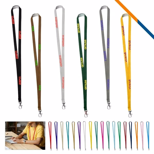 Custom 36 Inch Polyester Slim Lanyard — Full-Color Trade Show Badge Holder