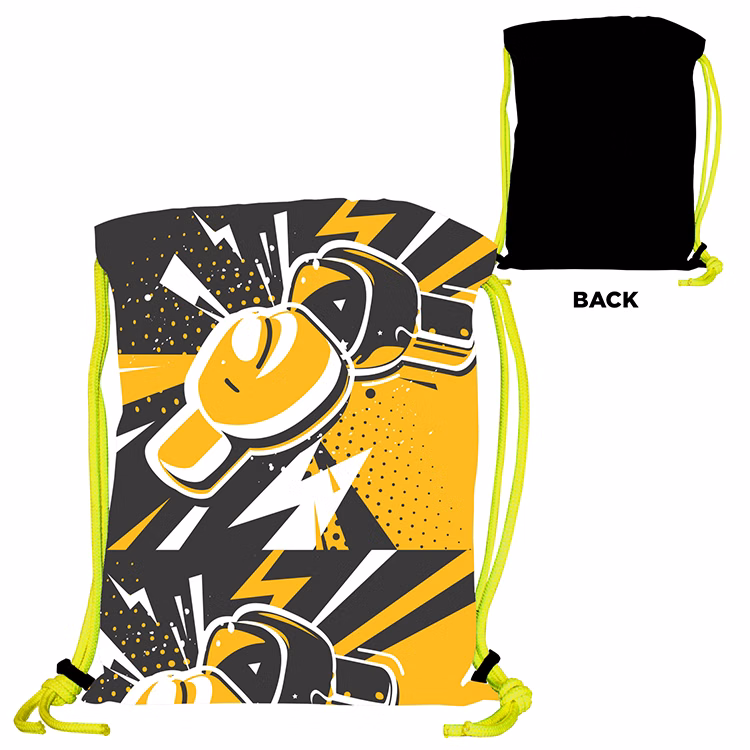 Super Drawstring Pack (One side Imprint)-Neon Yellow Heavy Rope