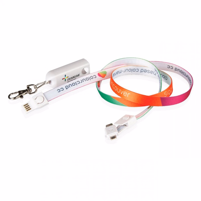 3-in-1 Lanyard Charging Cable Supports Full Color Printing And Most Cell Phones