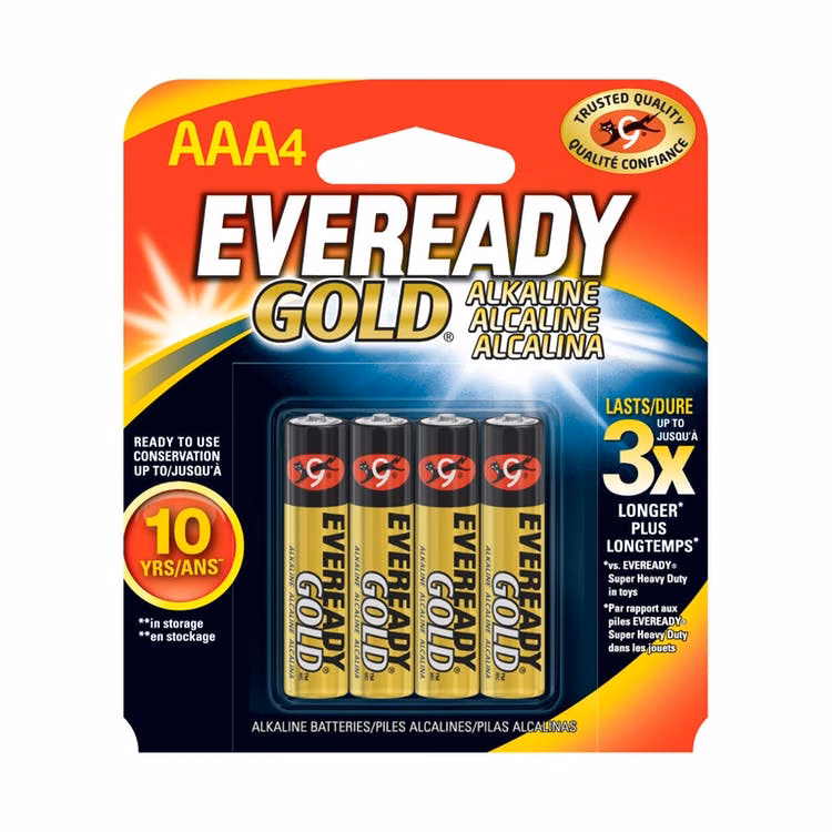 Eveready Gold Alkaline AAA Batteries - 4 Pack