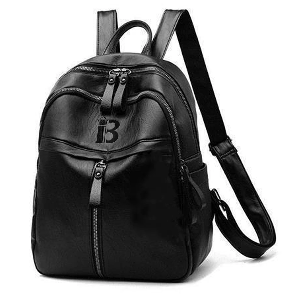 Waterproof PU Leather Double Zipper Backpack 1