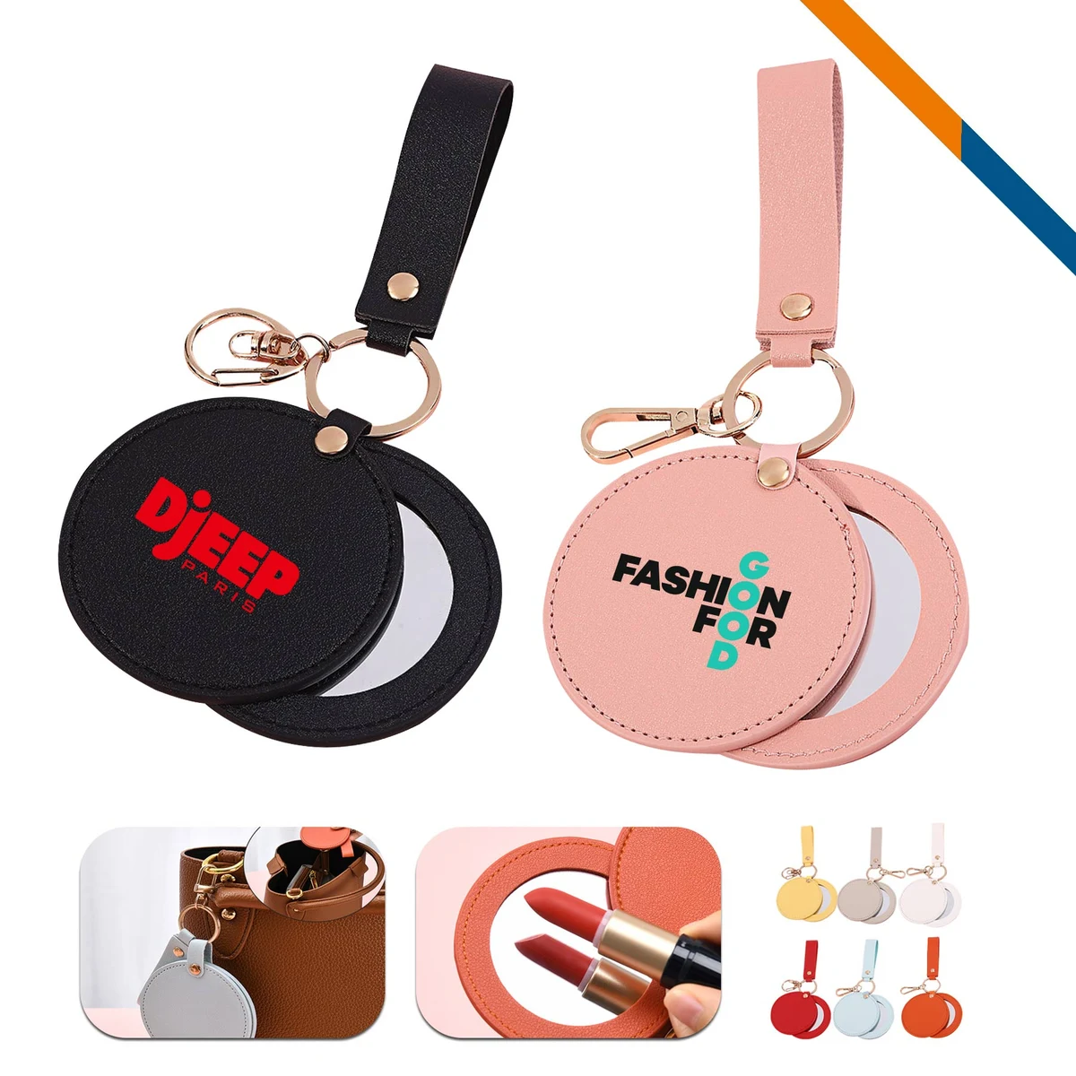 Rava PU Leather Keychain Mirror 1