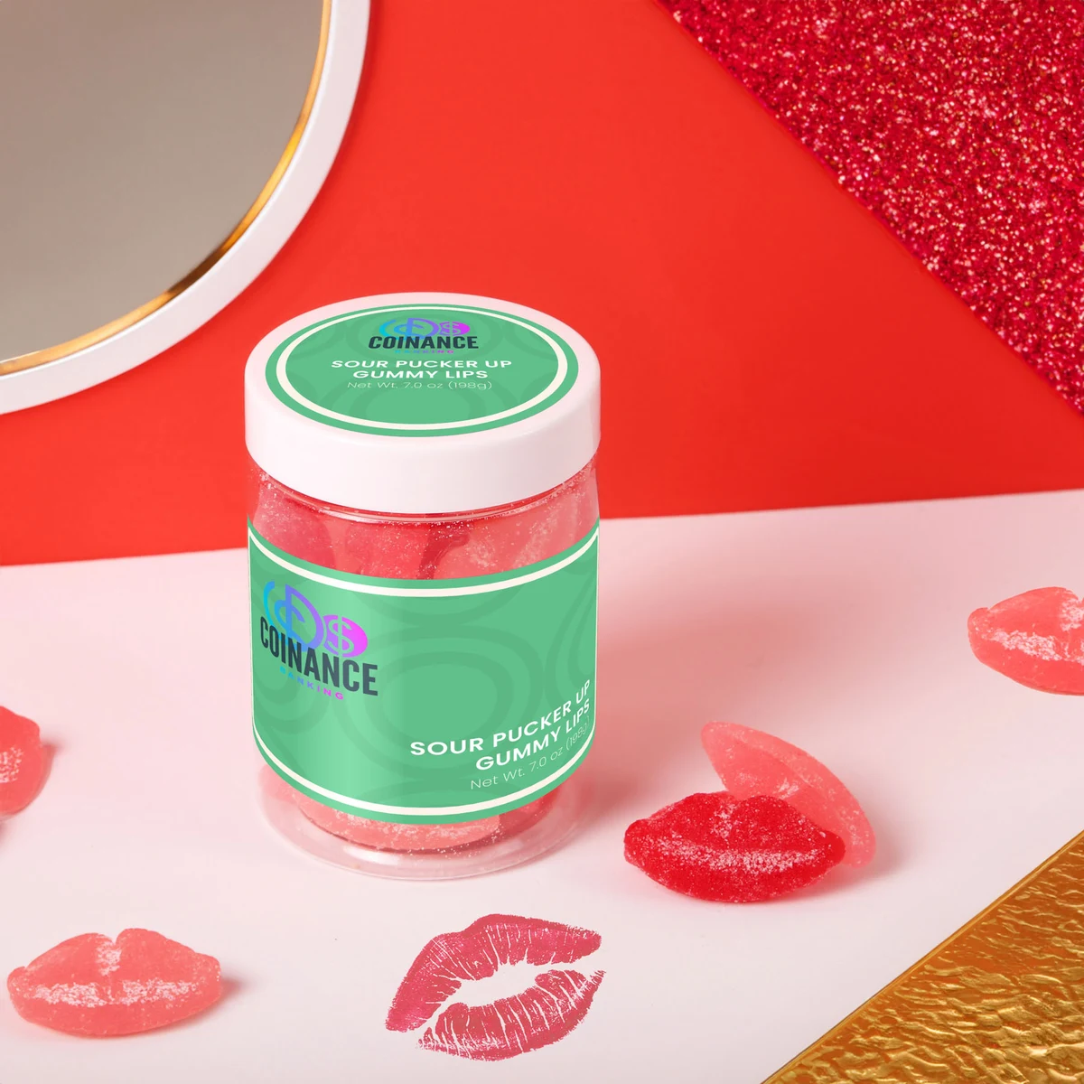 Jelly Belly® Sour Pucker Lips: Large Jar 1
