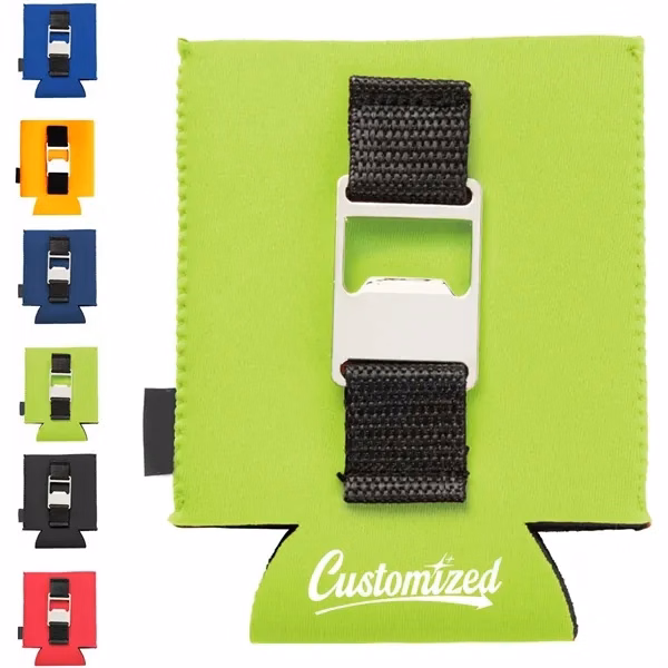 Custom Neoprene Can Cooler with Built-In Bottle Opener — Tailgate & Event Drinkware Promo