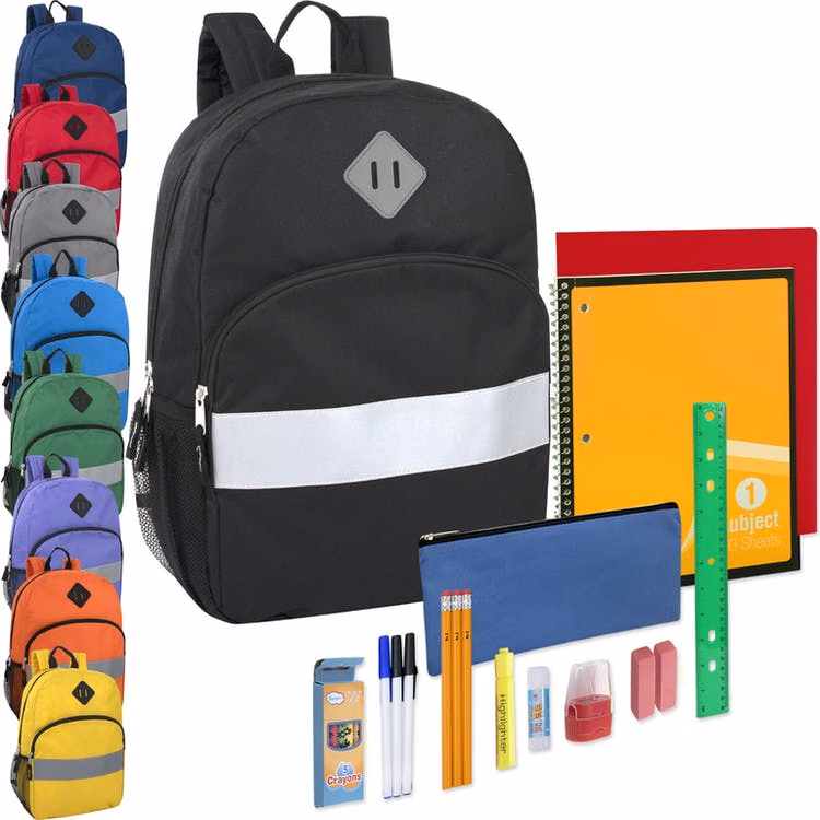 17" Backpack with Middle School Supplies Kit - 9 Colors 20 Pieces