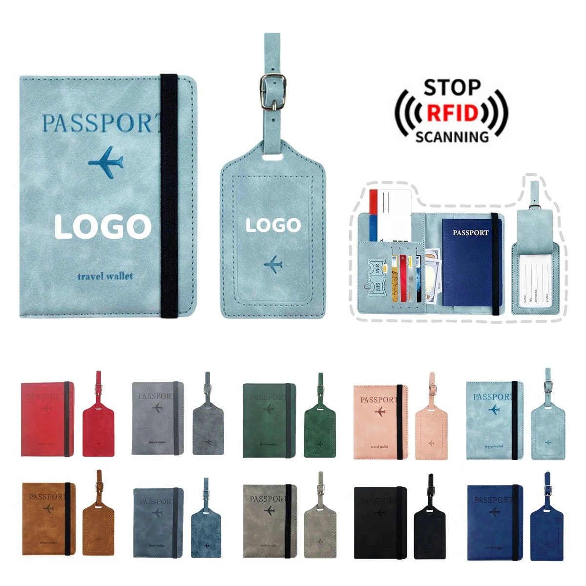 Premium Pu Leather Luggage Tag And Passport Holder Set 1