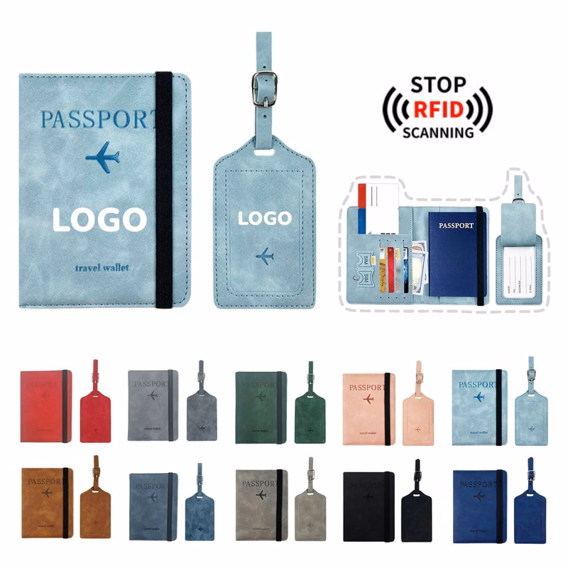 Premium Pu Leather Luggage Tag And Passport Holder Set
