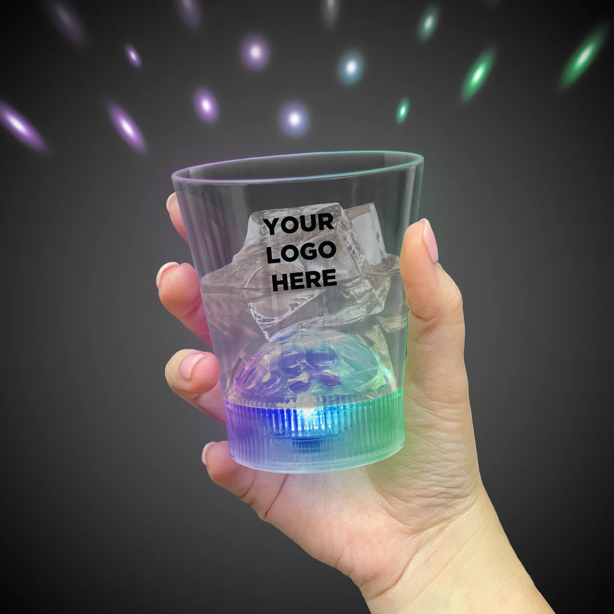 8 oz Light Up LED Disco Ball Rocks Glass 1