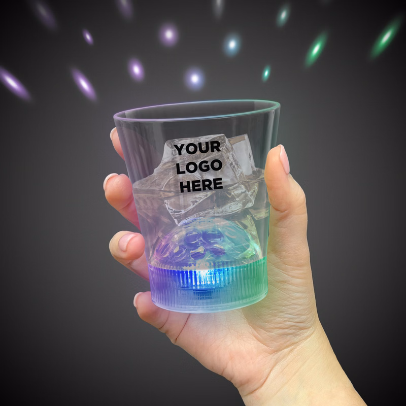 8 oz Light Up LED Disco Ball Rocks Glass