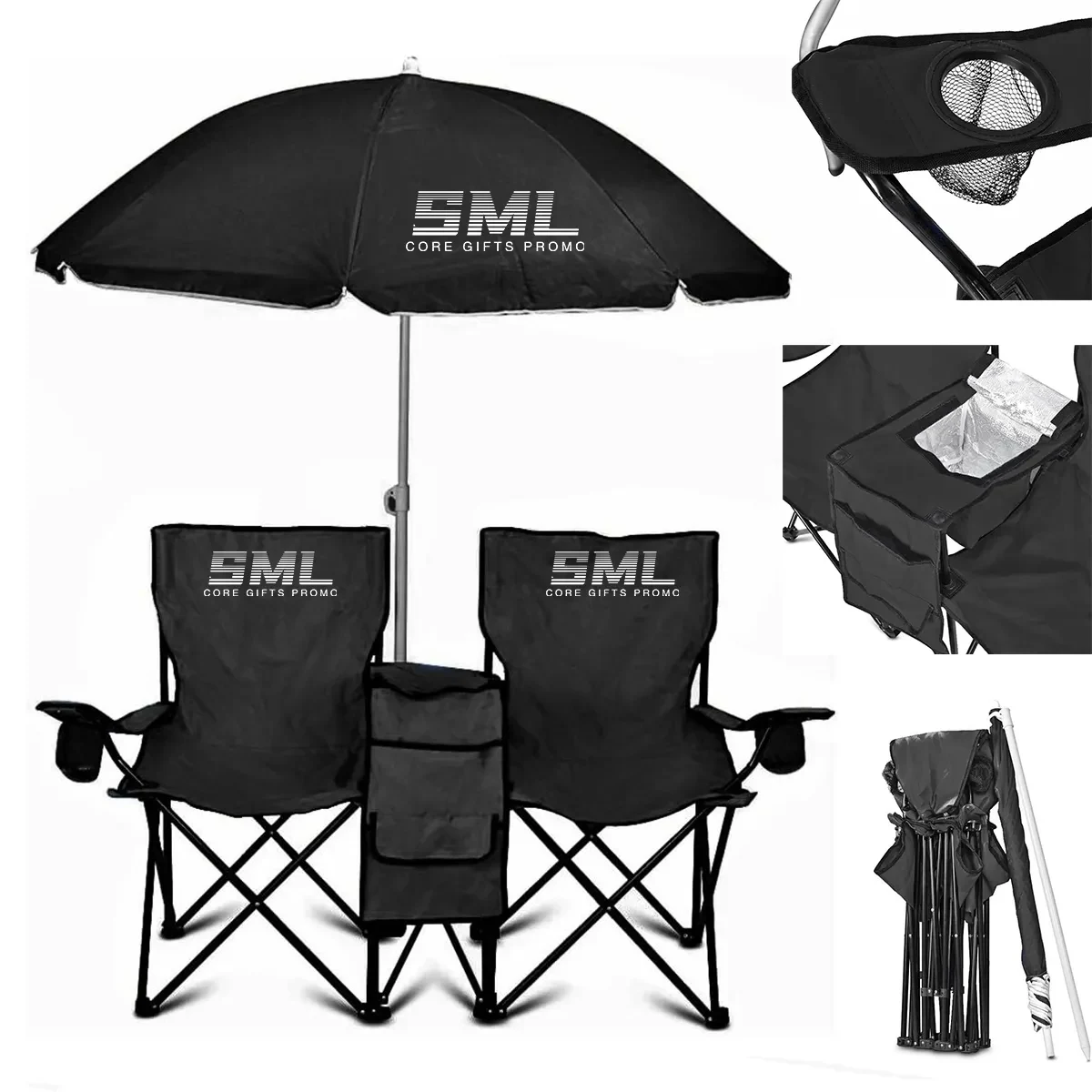 Folding Outdoor Double Chair with Removable Umbrella 1